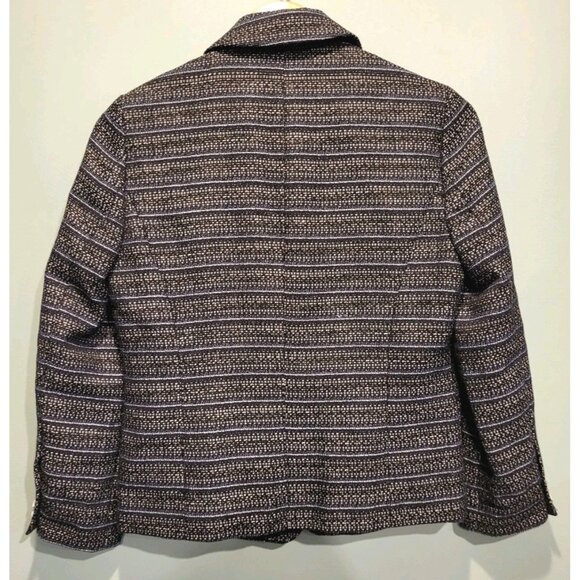 New Lucky Brand Black Blue Tweed 2 Button Lined Blazer Office Sz 4 - Picture 5 of 8